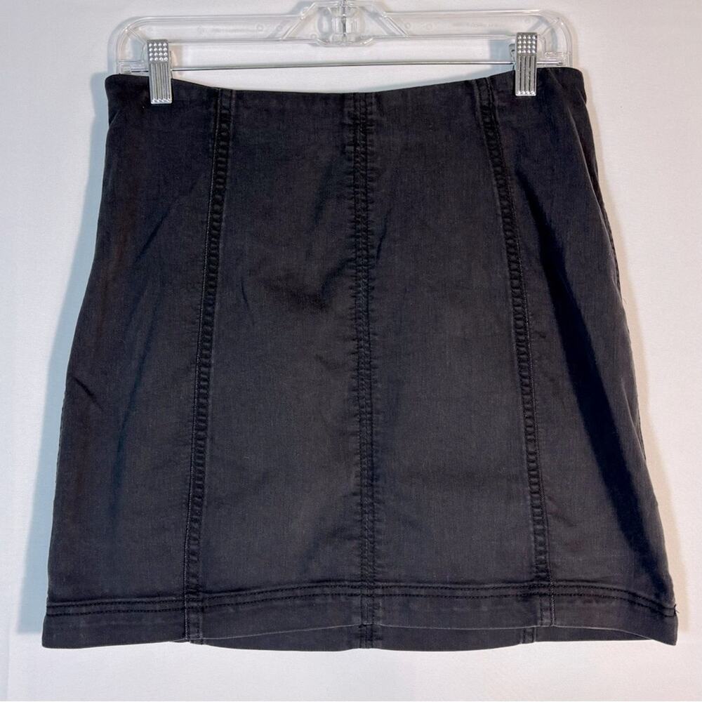 Free People Black Denim Mini Skirt Size 12 G0136